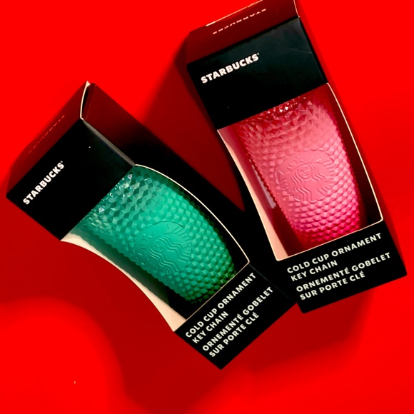 NWT SET✨2 Starbucks 2022🎄Holiday Gradient Bling Tumbler Keychain Ornaments - Picture 4 of 7